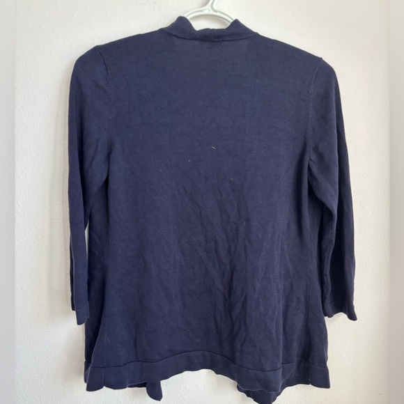 Talbots Scalloped Navy Open Cardigan 100% Cotton Size Petite XS Great condition - Picture 4 of 4